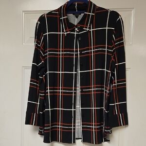 Worth Black, Red, and White Soft Button Down Shirt with Classic Collar
